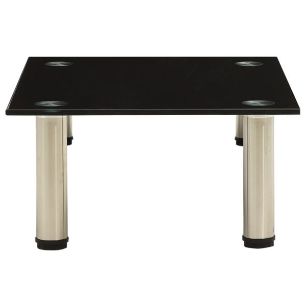 Поставка за телевизор, черна, 40x35x17 см, закалено стъкло