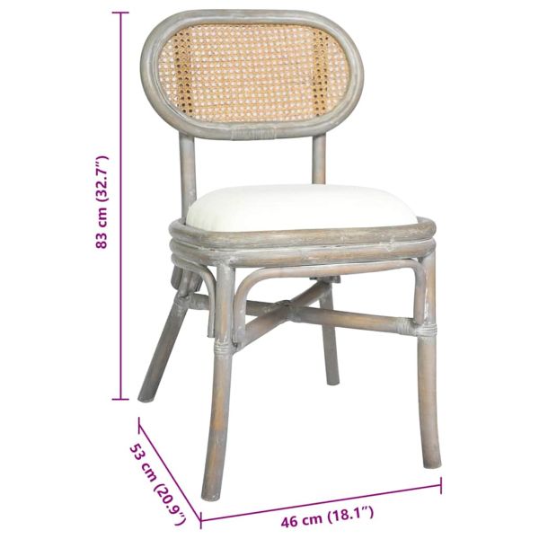 Трапезни столове, 2 бр, сиви, тапицерия от лен