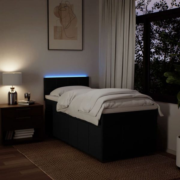 Боксспринг легло с матрак, черно, 100x200 см, плат