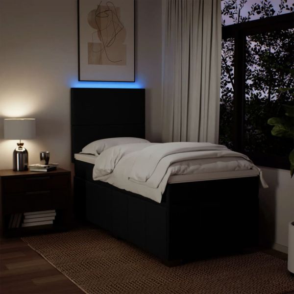 Боксспринг легло с матрак, черно, 100x200 см, плат