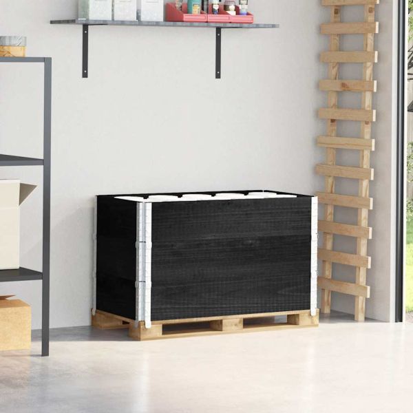 Палетни страници, черно, 3 бр, 80x60 см, борова дървесина масив