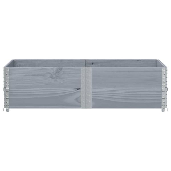 Градинска кашпа, сив, 150x100 см, борова дървесина масив