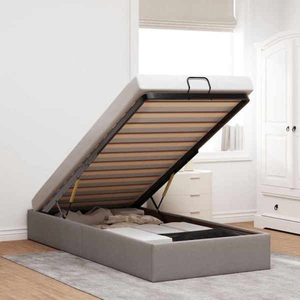 Османска рамка за легло без матрак, таупе, 100x200 см, плат