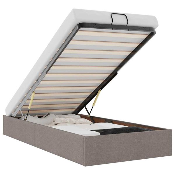 Османска рамка за легло без матрак, таупе, 100x200 см, плат