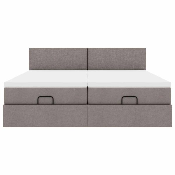 Османска легло с матраци, таупе, 200x200 см, плат