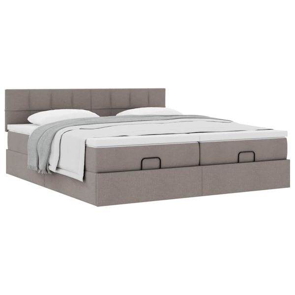 Османска легло с матраци, таупе, 200x200 см, плат