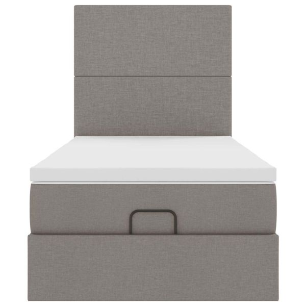 Османска легло с матрак, таупе, 100x200 см, плат