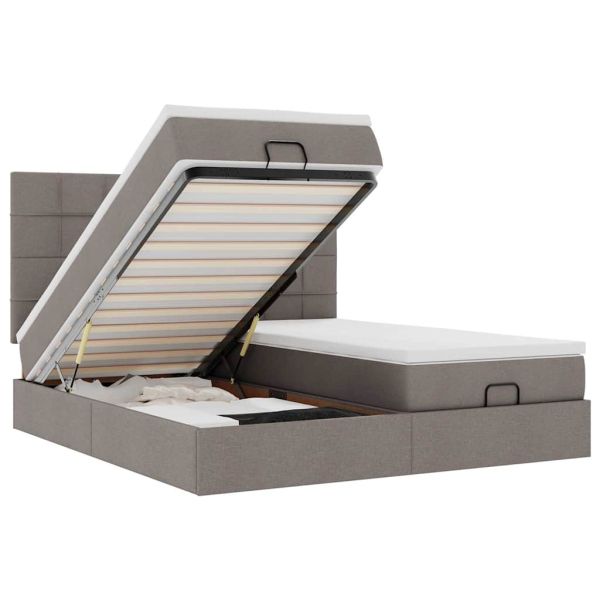 Османска легло с матраци, таупе, 200x200 см, плат