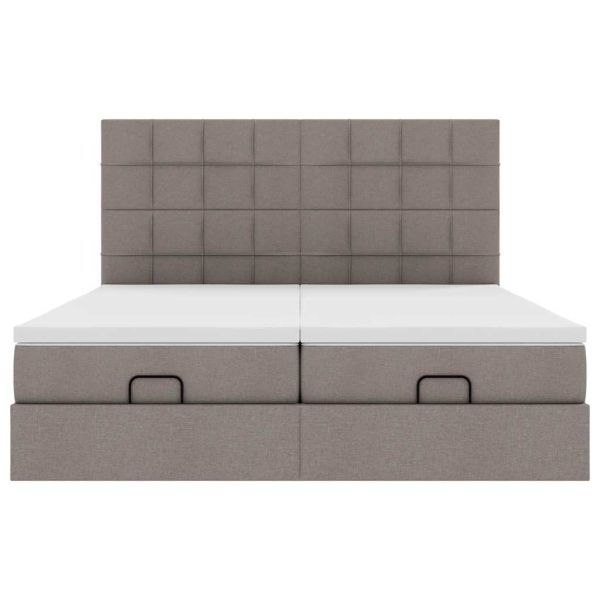 Османска легло с матраци, таупе, 200x200 см, плат