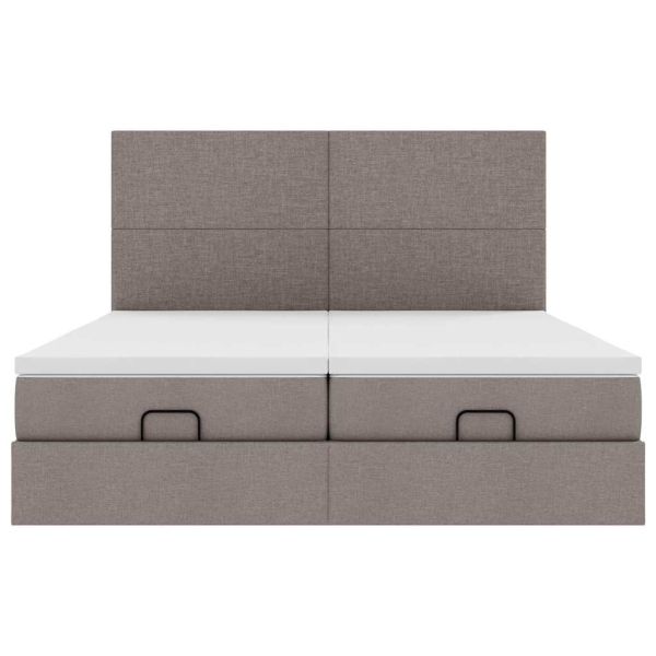 Османска легло с матрак и LED, таупе, 200x200 см, плат