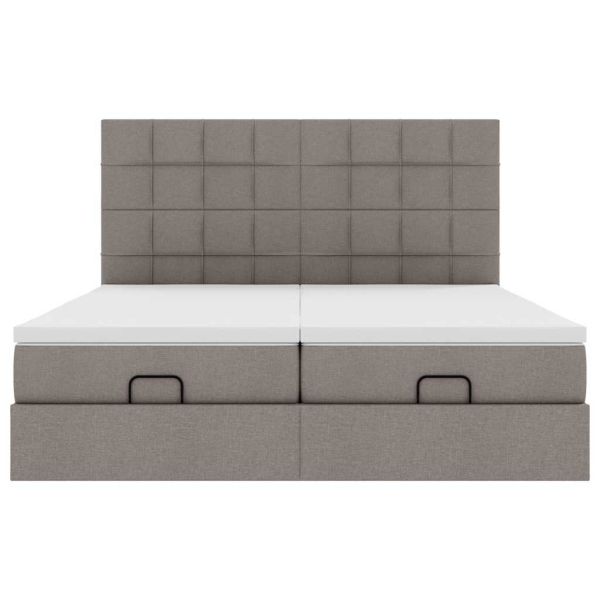 Османска легло с матрак и LED, таупе, 200x200 см, плат