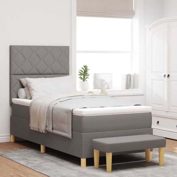 Легло с пружинирана основа с матрак Таупе 100 x 200 cm текстил