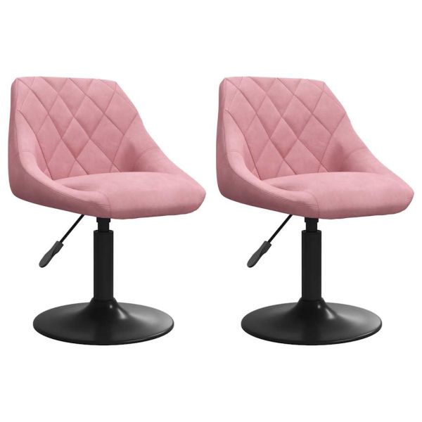 Въртящи трапезни столове, 2 бр, розови, кадифе