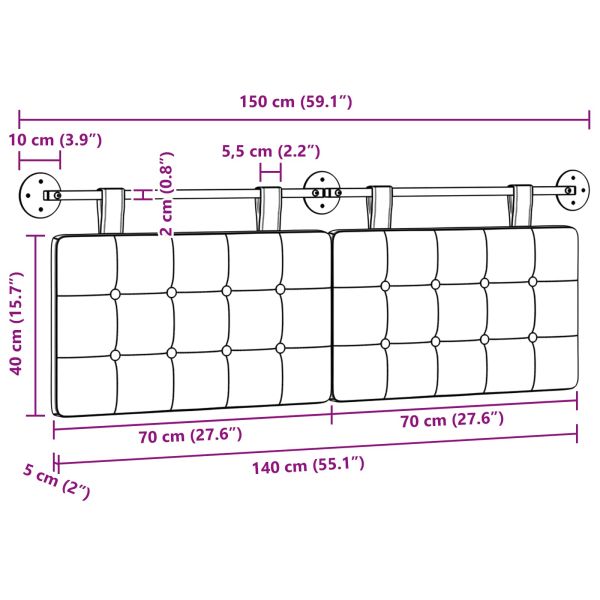 Висяща табла Облачно сиво 150 x 55 x 5 см текстил