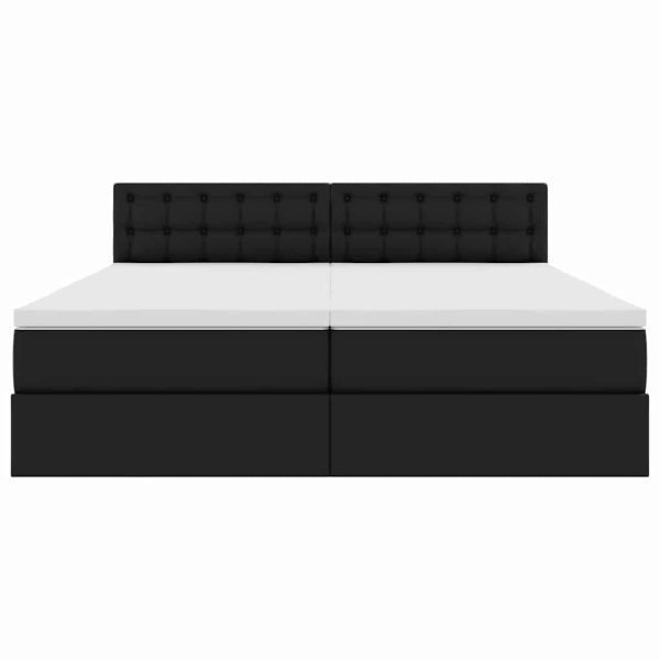Легло с място за съхранение и LED Черно 180 x 200 cm Изкуствена