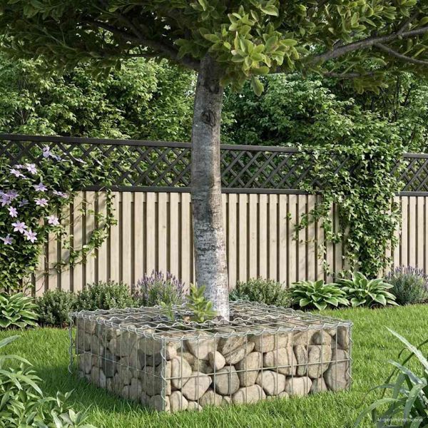 Габиона повдигнато легло Сребрист 60 x 60 x 20 см