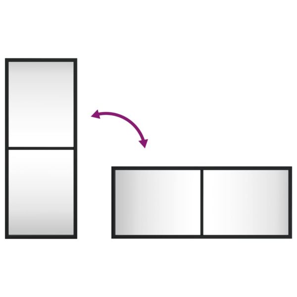 Стенно огледало, черно, 20x50 см, правоъгълно, желязо