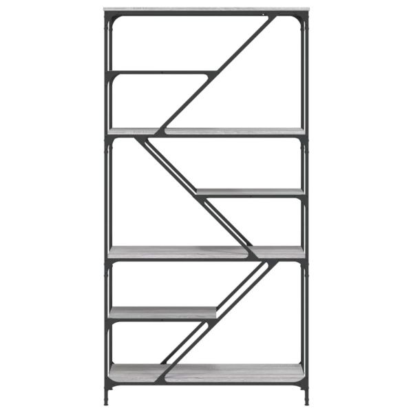 Библиотека сив сонома 91x36x176 см инженерно дърво стомана