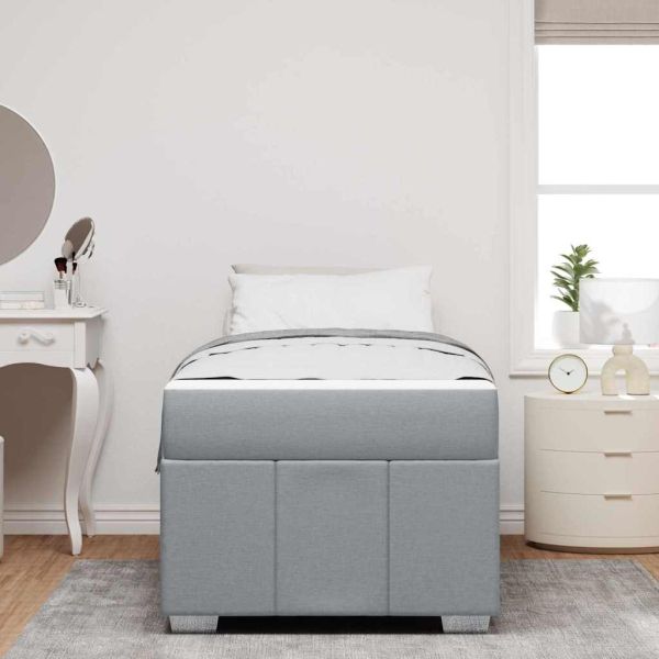 Рамка за легло с матрак Светлосиво 90 x 200 cm текстил