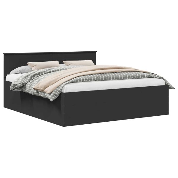 Рамка за легло с таблото Черно 200 x 200 cm Инженерно дърво