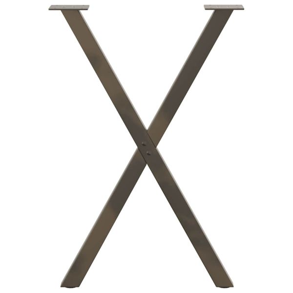 Крака за трапезна маса, X-образни, 2 бр., естествена стомана, 57 x (72-73) см, стомана