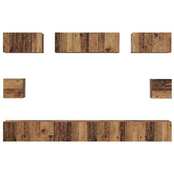 Комплект ТВ шкаф 8 pcs Старо дърво Инженерно дърво