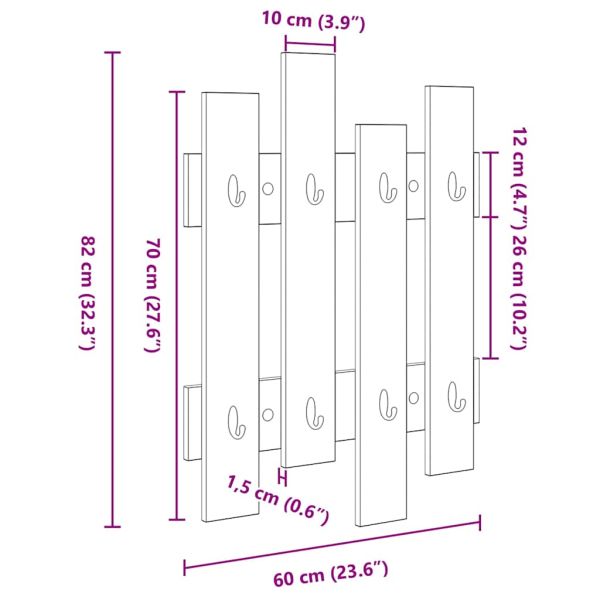 Стенен закачалка за палта Дъб 60 x 3 x 82 см Инженерно дърво