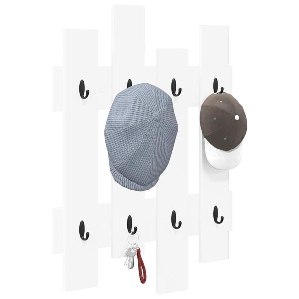 Стенен закачалка за палта Бяло 60 x 3 x 82 см Инженерно дърво