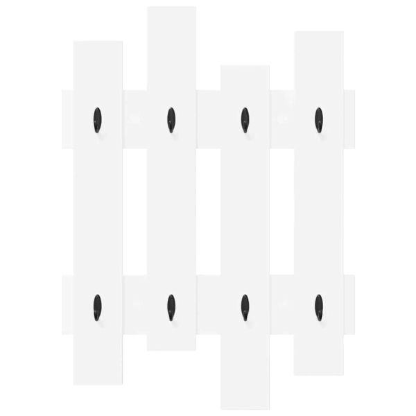 Стенен закачалка за палта Бяло 60 x 3 x 82 см Инженерно дърво