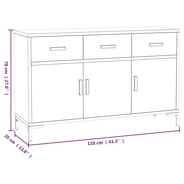 Сайдборд, кафяв, 110x35x70 см, борова дървесина масив