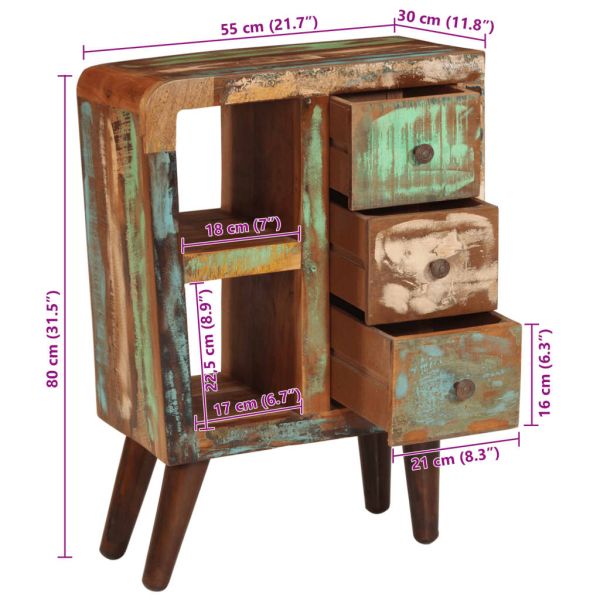 Сайдборд, 55x30x80 см, регенерирано дърво масив