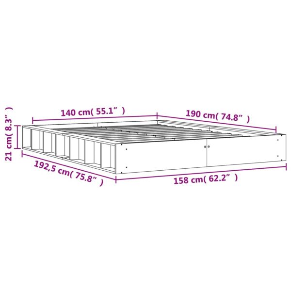 Рамка за легло без матрак, восъчнокафяв, 140x190 см, бор масив
