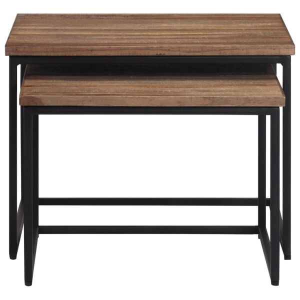 Стифиращи масички за кафе, 2 бр, тиково дърво масив