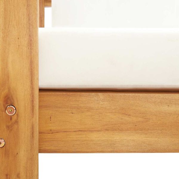 Градински диван с възглавници, 140 см, акация масив, кремавобял