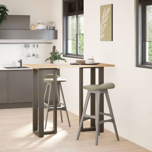 Крака за бар маса, Т-образни, 2 бр., черни, 50x35x(110-111) см, стомана