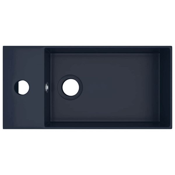 Мивка за баня с преливник, керамична, тъмносиня