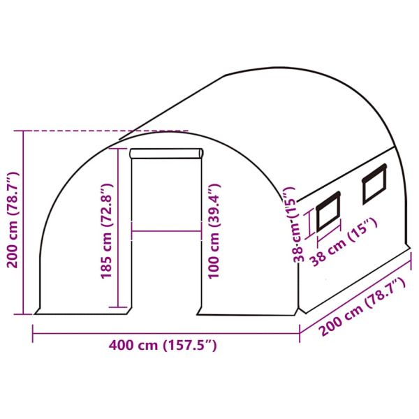Резервно покривало за парник (8 м²), 400x200x200 см, зелено
