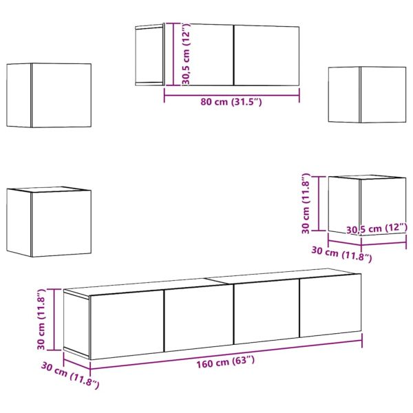 Комплект от 5 части за телевизора, монтиран на стена