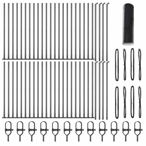 Стълб за ограда. Сив 100 х 0,5 м Стомана и PVC