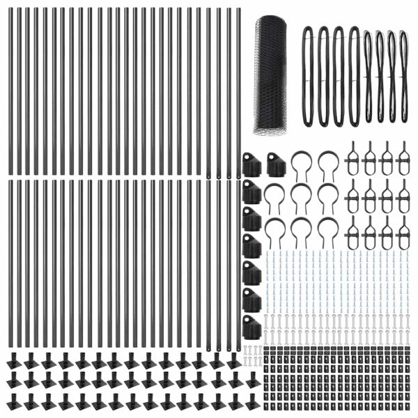 Стълб за ограда. Сив 100 х 0,5 м Стомана и PVC