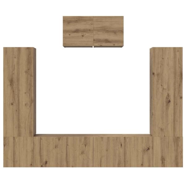 Комплект ТВ шкаф Монтиране на стена 7 pcs Дъб Инженерно дърво