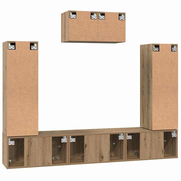 Комплект ТВ шкаф Монтиране на стена 7 pcs Дъб Инженерно дърво