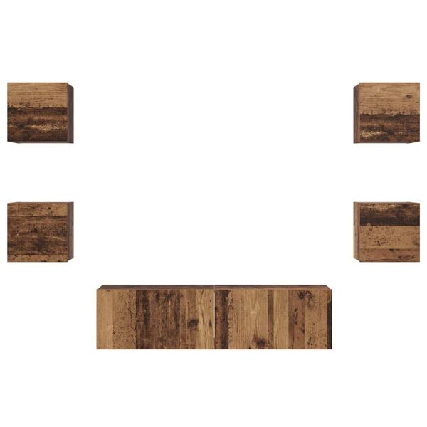 Комплект ТВ шкаф 6 pcs Старо дърво Инженерно дърво