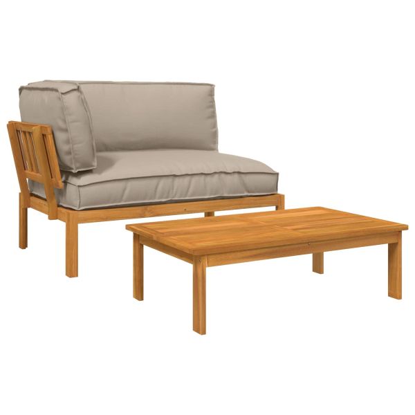 Комплект дивани Едноцветен 2 pcs Таупе Солидно акациево дърво