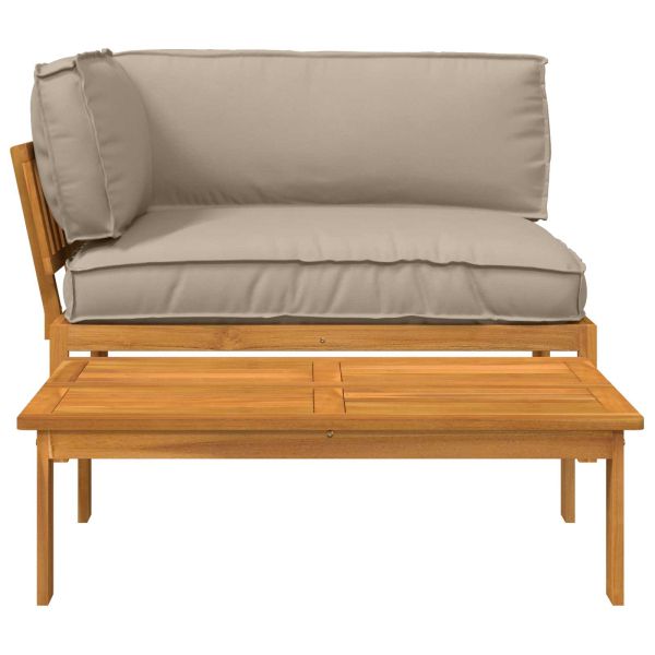 Комплект дивани Едноцветен 2 pcs Таупе Солидно акациево дърво