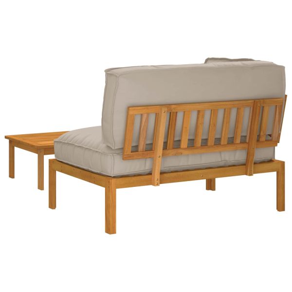 Комплект дивани Едноцветен 2 pcs Таупе Солидно акациево дърво