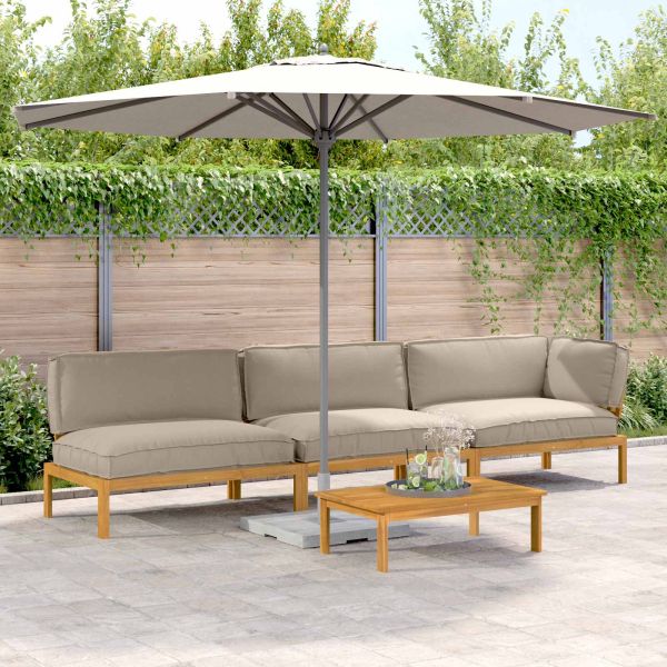 Комплект дивани Едноцветен 4 pcs Таупе Солидно акациево дърво