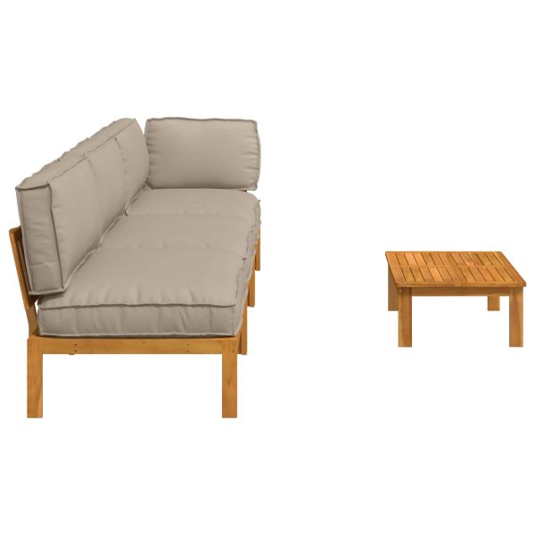 Комплект дивани Едноцветен 4 pcs Таупе Солидно акациево дърво