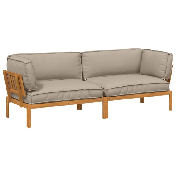 Комплект дивани Едноцветен 2 pcs Таупе Солидно акациево дърво