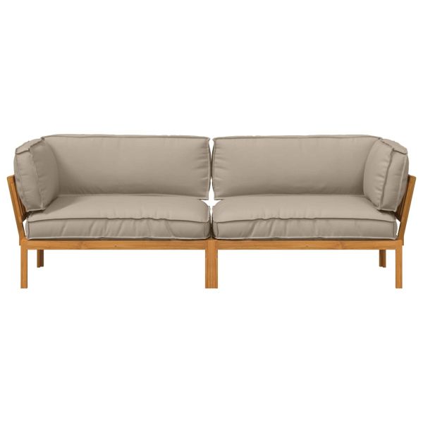 Комплект дивани Едноцветен 2 pcs Таупе Солидно акациево дърво